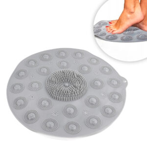 Tapete Antiderrapante Box Banheiro Lava Pes Massageador C/ Ventosas Cor:Cinza