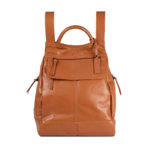 Mochila de Couro Legítimo Modelo Malu Resistente Confortável Modelo:Caramelo