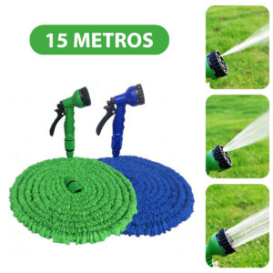 Mangueira Jardim Expansível 15 Metros Resistente Jatos D Água Cor:Azul