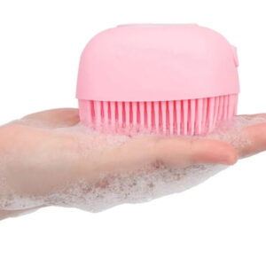 Esponja De Silicone Para Banho Massageador Dispenser Shampoo Sabonete Escova Crianças Adultos e Pets Cor:Rosa