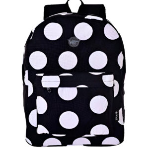 Mochila de Costas Feminina Juvenil Básica Bolinhas Cor:Preto