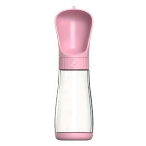 Garrafa Água Bebedouro Pet Passeio Com Trava Portátil 330ml Cor:Rosa