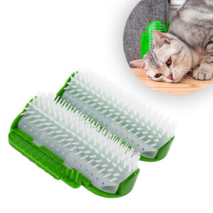 Coçadinha Para Gatos Escova Tira Pelos Massageadora Canto De Parede Cor:Verde
