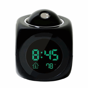 Relogio Despertador Digital Multifunçoes Voz Falante Led Projeção Temperatura Cor:Preto