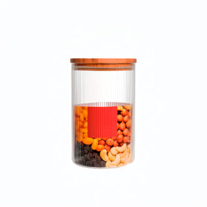 Pote Mantimentos 1300ml Vidro Bambu Utilidade Alimentos