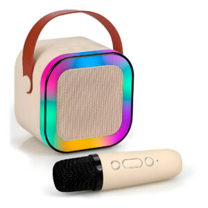 Mini Caixa de Som Microfone Bluetooth Portátil RGB