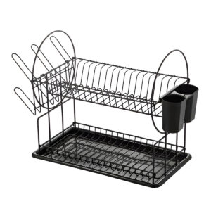 Escorredor Duplo de Louça com Suporte Inox Cozinha Organizador