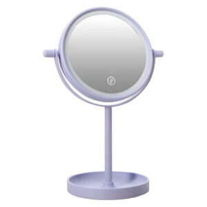 Espelho de Mesa LED Maquiagem Giratório Iluminado Lilás
